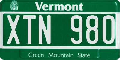 VT license plate XTN980
