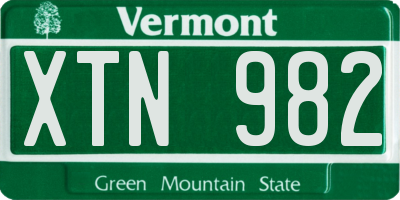 VT license plate XTN982