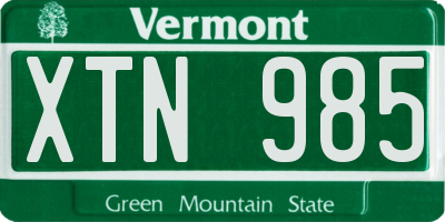 VT license plate XTN985
