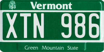 VT license plate XTN986