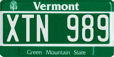 VT license plate XTN989