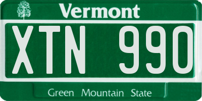 VT license plate XTN990