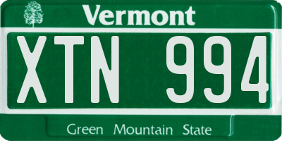 VT license plate XTN994