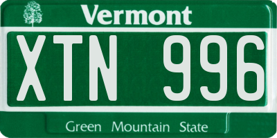 VT license plate XTN996