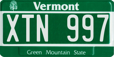 VT license plate XTN997