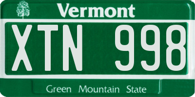 VT license plate XTN998
