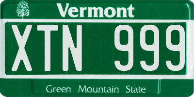 VT license plate XTN999