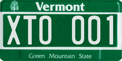 VT license plate XTO001