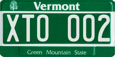 VT license plate XTO002