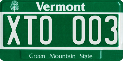 VT license plate XTO003