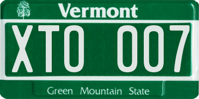 VT license plate XTO007
