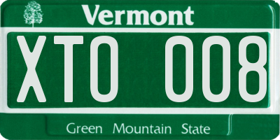 VT license plate XTO008