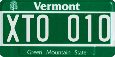 VT license plate XTO010