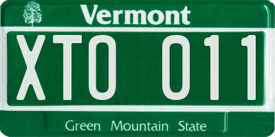 VT license plate XTO011