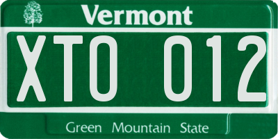 VT license plate XTO012