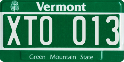 VT license plate XTO013