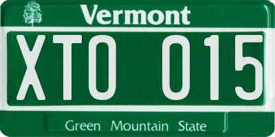 VT license plate XTO015
