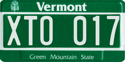 VT license plate XTO017