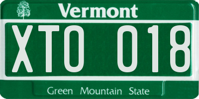 VT license plate XTO018