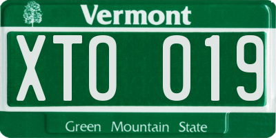 VT license plate XTO019