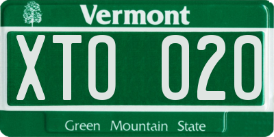 VT license plate XTO020