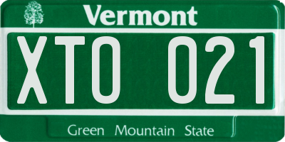VT license plate XTO021