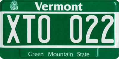 VT license plate XTO022