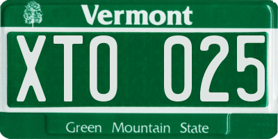 VT license plate XTO025