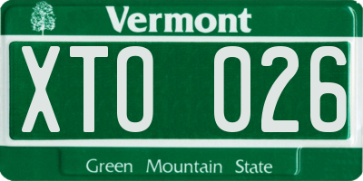 VT license plate XTO026