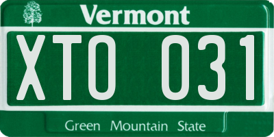 VT license plate XTO031