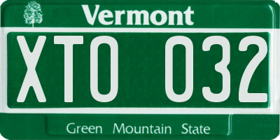 VT license plate XTO032
