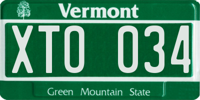 VT license plate XTO034
