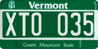 VT license plate XTO035