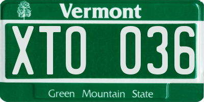 VT license plate XTO036