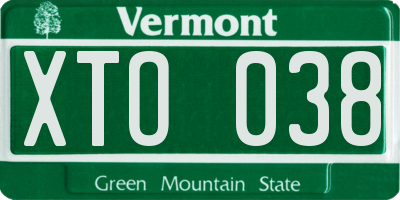 VT license plate XTO038
