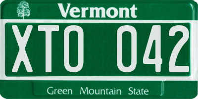 VT license plate XTO042