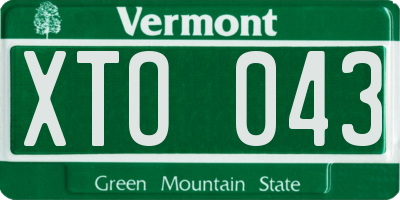VT license plate XTO043