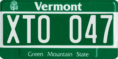 VT license plate XTO047