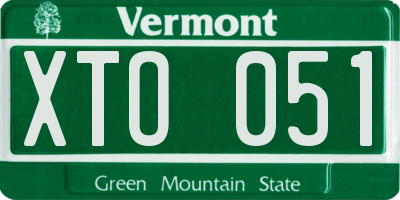 VT license plate XTO051