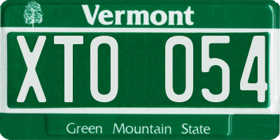 VT license plate XTO054