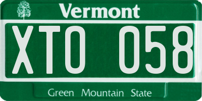 VT license plate XTO058