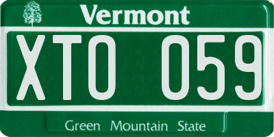 VT license plate XTO059