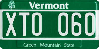 VT license plate XTO060