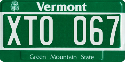VT license plate XTO067