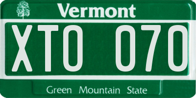 VT license plate XTO070