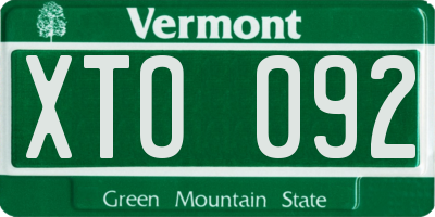 VT license plate XTO092