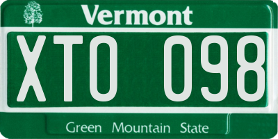 VT license plate XTO098