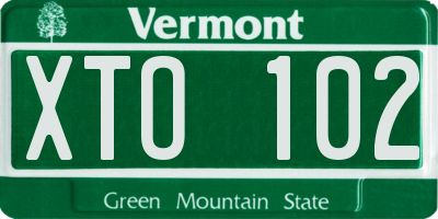 VT license plate XTO102