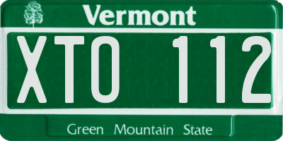 VT license plate XTO112