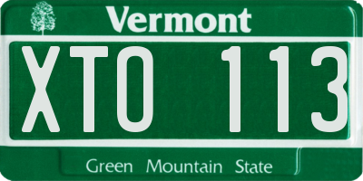 VT license plate XTO113